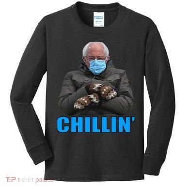 Chillin' Bernie Sanders Mittens Meme Sitting Kids Long Sleeve Shirt