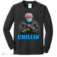 Chillin' Bernie Sanders Mittens Meme Sitting Kids Long Sleeve Shirt thumb 0