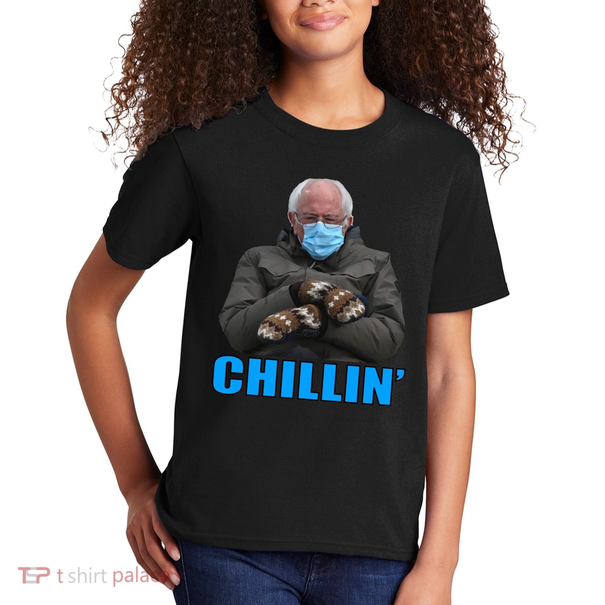 Chillin' Bernie Sanders Mittens Meme Sitting Kids T-Shirt