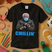 Chillin' Bernie Sanders Mittens Meme Sitting Kids T-Shirt thumb 3