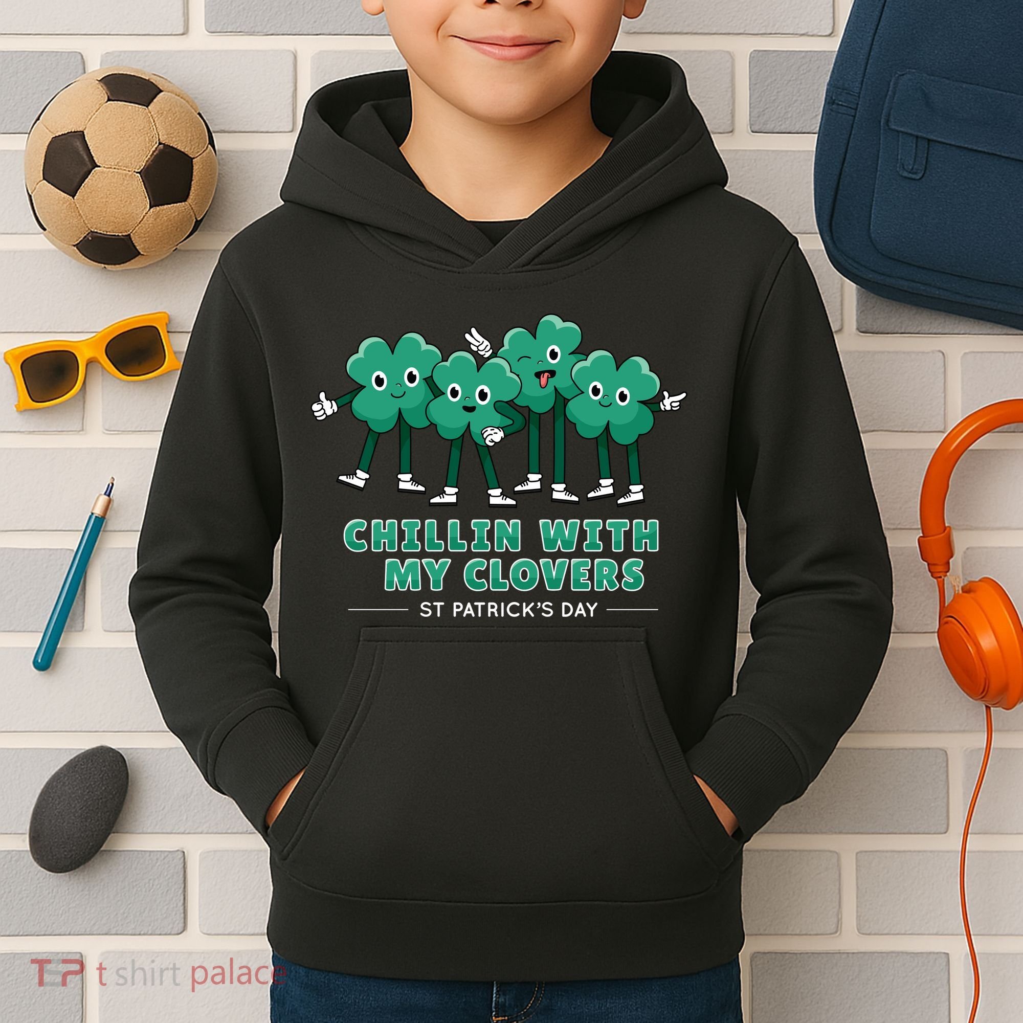 Chillin With My Clovers Kids Hoodie