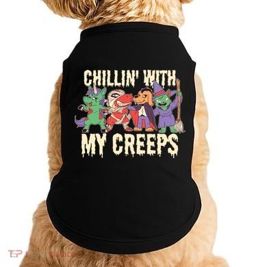 Chillin With My Creeps Halloween Animals Doggie Tank