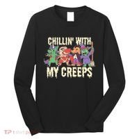 Chillin With My Creeps Halloween Animals Long Sleeve Shirt thumb 0