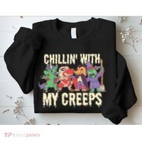 Chillin With My Creeps Halloween Animals Sweatshirt thumb 2