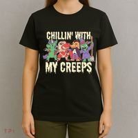 Chillin With My Creeps Halloween Animals T-Shirt thumb 4