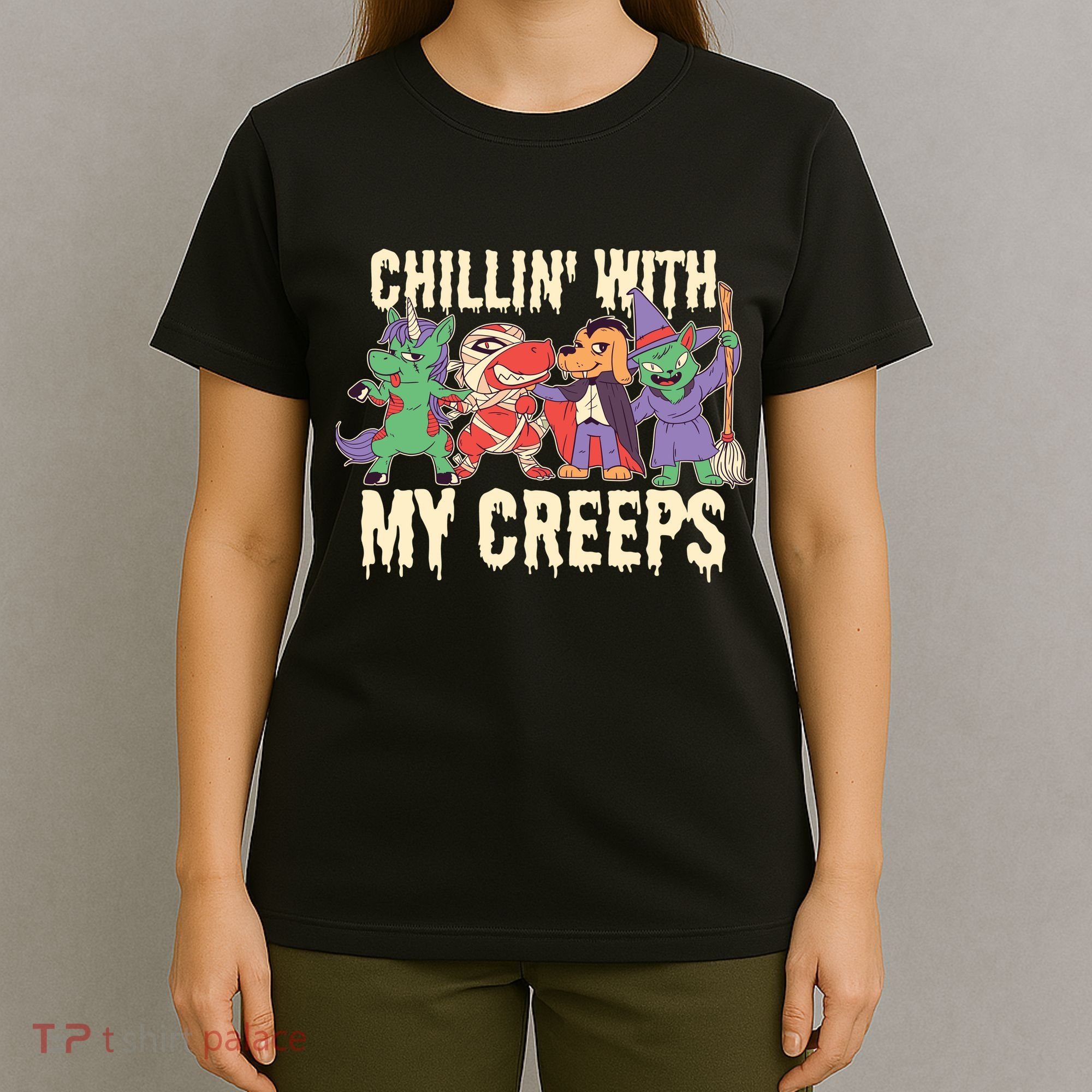 Chillin With My Creeps Halloween Animals T-Shirt