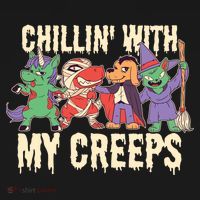 Chillin With My Creeps Halloween Animals Bucket Hat thumb 4