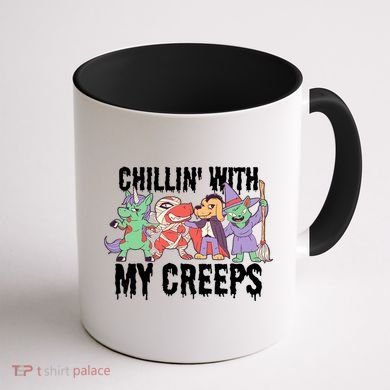 Chillin With My Creeps Halloween Animals Coffee Mug back