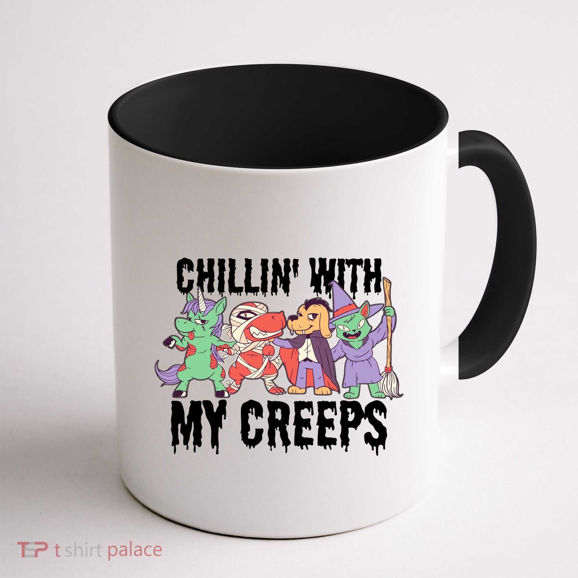 Chillin With My Creeps Halloween Animals Coffee Mug