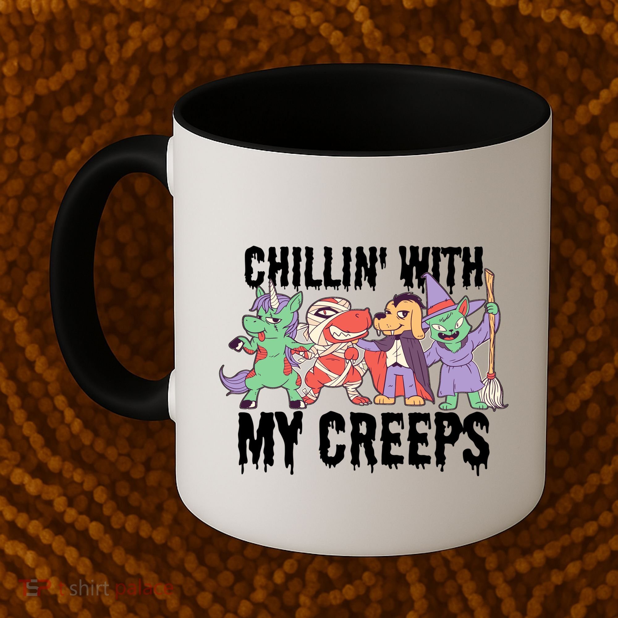 Chillin With My Creeps Halloween Animals Coffee Mug