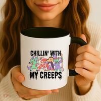 Chillin With My Creeps Halloween Animals Coffee Mug thumb 3