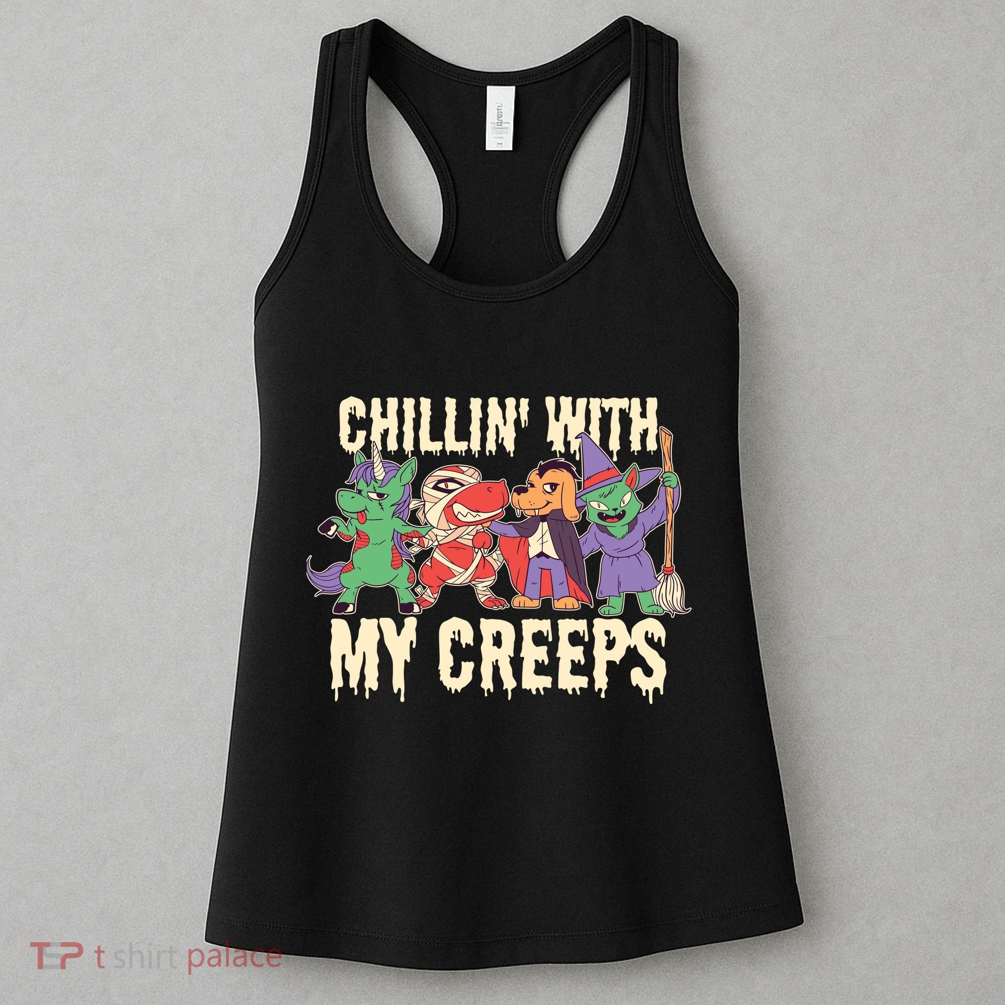 Chillin With My Creeps Halloween Animals Women's Tank Top