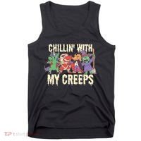 Chillin With My Creeps Halloween Animals Tank Top thumb 0