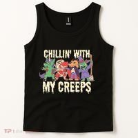 Chillin With My Creeps Halloween Animals Tank Top thumb 2