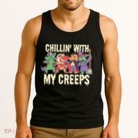 Chillin With My Creeps Halloween Animals Tank Top thumb 3