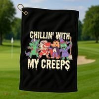 Chillin With My Creeps Halloween Animals Golf Towel thumb 1