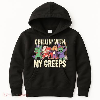 Chillin With My Creeps Halloween Animals Kids Hoodie