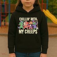 Chillin With My Creeps Halloween Animals Kids Hoodie thumb 3