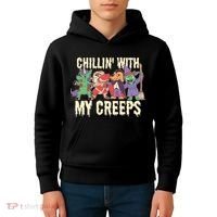 Chillin With My Creeps Halloween Animals Kids Hoodie thumb 4