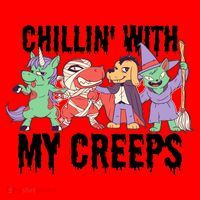 Chillin With My Creeps Halloween Animals Santa Hat thumb 1