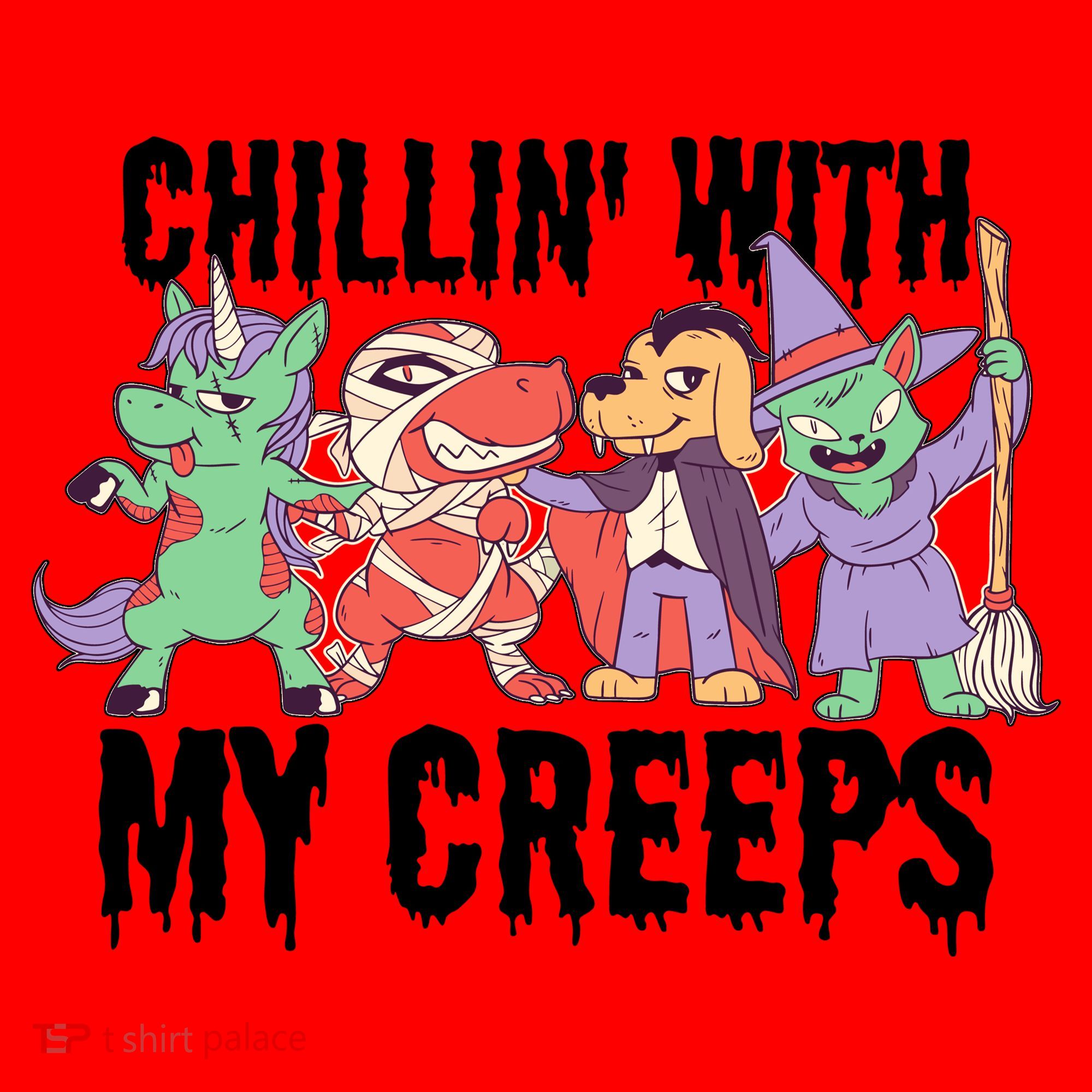 Chillin With My Creeps Halloween Animals Santa Hat