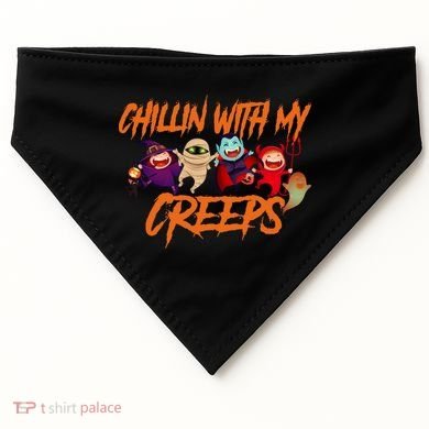 Chillin With My Creeps Spooky Monsters USA-Made Doggie Bandana