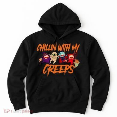 Chillin With My Creeps Spooky Monsters Hoodie