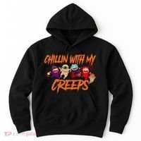 Chillin With My Creeps Spooky Monsters Hoodie thumb 0
