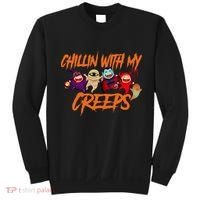 Chillin With My Creeps Spooky Monsters Sweatshirt thumb 0