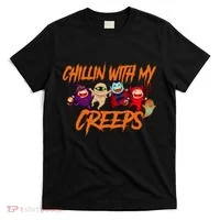 Chillin With My Creeps Spooky Monsters T-Shirt thumb 0