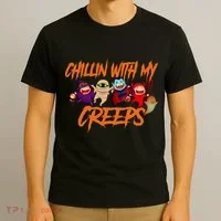 Chillin With My Creeps Spooky Monsters T-Shirt thumb 3