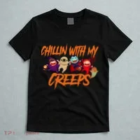 Chillin With My Creeps Spooky Monsters T-Shirt thumb 5