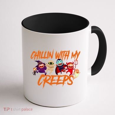 Chillin With My Creeps Spooky Monsters Coffee Mug back
