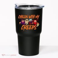 Chillin With My Creeps Spooky Monsters Tumbler thumb 0