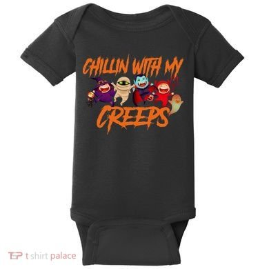 Chillin With My Creeps Spooky Monsters Baby Bodysuit