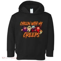 Chillin With My Creeps Spooky Monsters Toddler Hoodie thumb 0