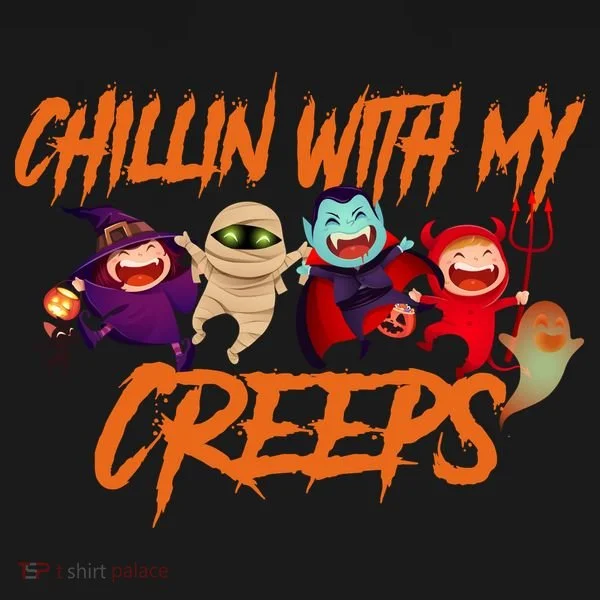 Chillin With My Creeps Spooky Monsters Toddler Hoodie