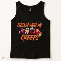 Chillin With My Creeps Spooky Monsters Tank Top thumb 2