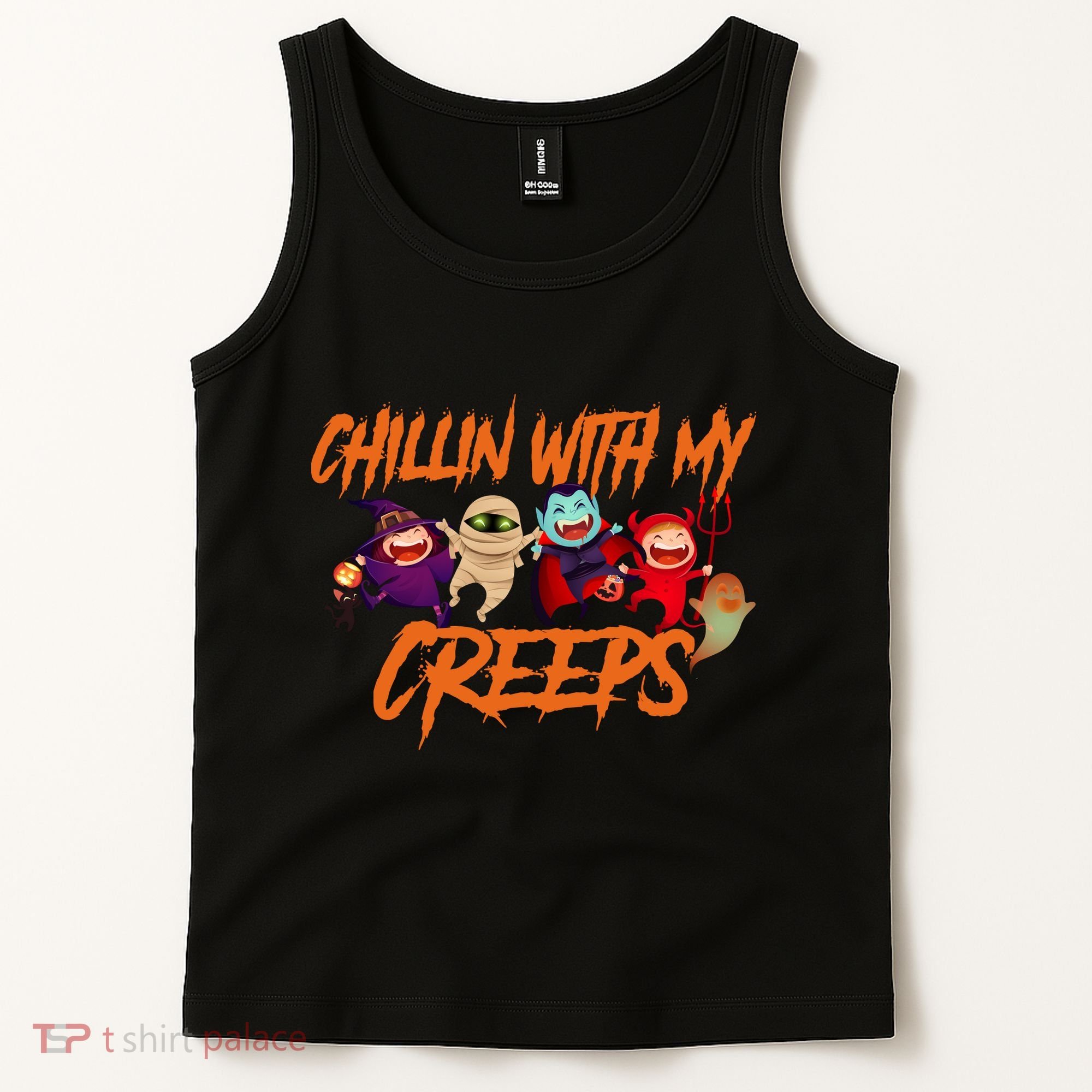Chillin With My Creeps Spooky Monsters Tank Top