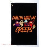 Chillin With My Creeps Spooky Monsters Golf Towel thumb 0