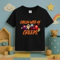 Chillin With My Creeps Spooky Monsters Toddler T-Shirt thumb 3