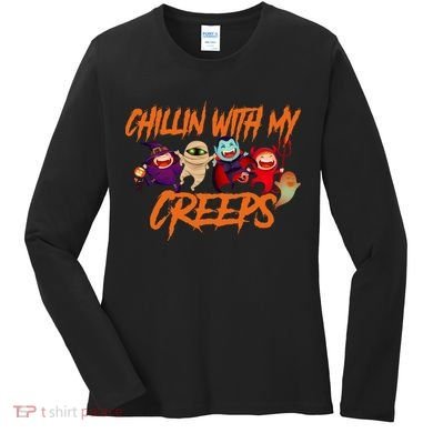 Chillin With My Creeps Spooky Monsters Women's Long Sleeve Shirt