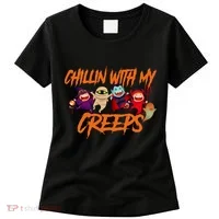 Chillin With My Creeps Spooky Monsters Women's T-Shirt thumb 0