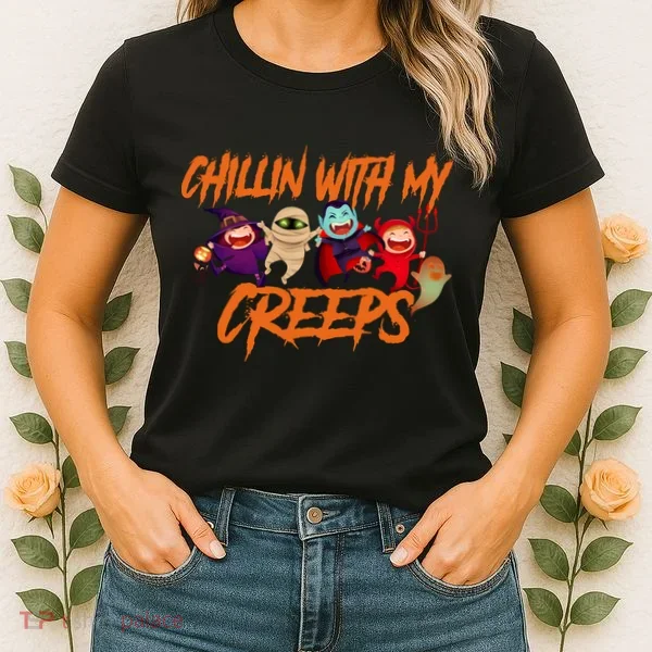 Chillin With My Creeps Spooky Monsters Women's T-Shirt