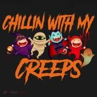 Chillin With My Creeps Spooky Monsters Women's T-Shirt thumb 6