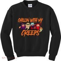 Chillin With My Creeps Spooky Monsters Kids Sweatshirt thumb 0