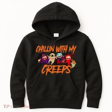 Chillin With My Creeps Spooky Monsters Kids Hoodie