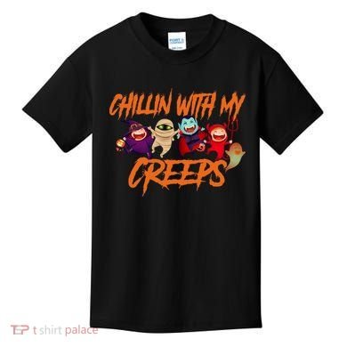 Chillin With My Creeps Spooky Monsters Kids T-Shirt