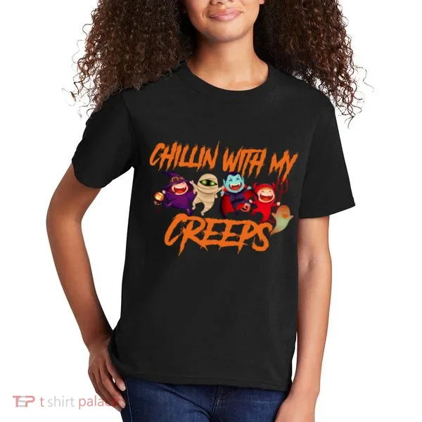 Chillin With My Creeps Spooky Monsters Kids T-Shirt
