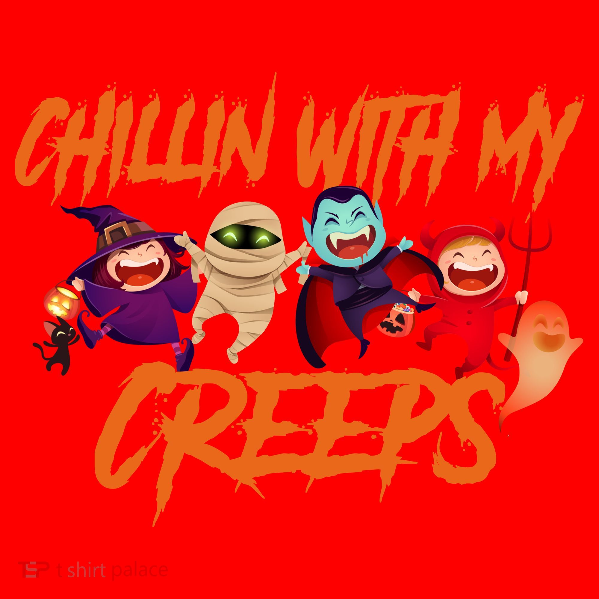 Chillin With My Creeps Spooky Monsters Santa Hat